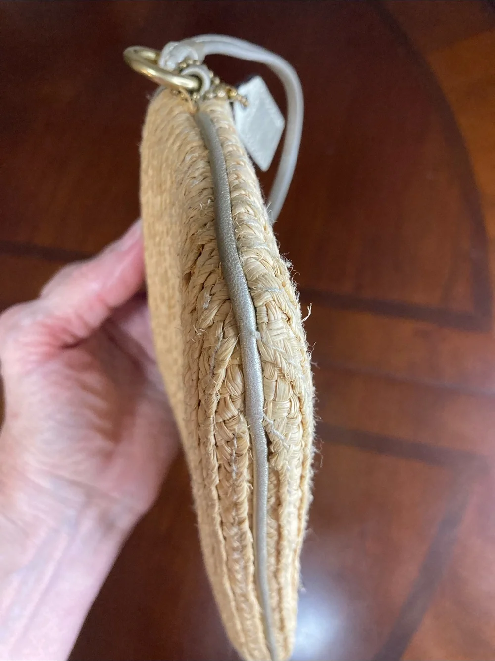 Coach Vintage Bleecker Woven Straw Floral Appliqué Wristlet - Very Rare - EUC